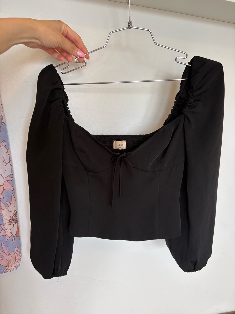 2 babaton blouses Black Square Neck Puff Sleeve Blouse